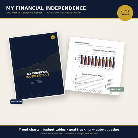 My Financial Independence 2027 Planner Bundle (PDF + Live Excel Tracker)